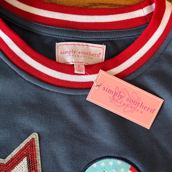 Simply Southern Navy and Red USA Crewneck Sweater - Picture 2 of 3